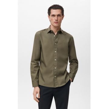 Camasa regular-fit cu model uni - Kaki inchis