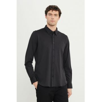 Camasa regular fit de bumbac - Negru