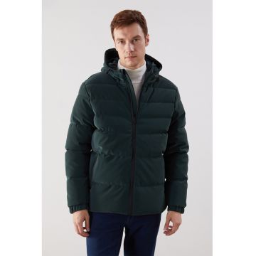 Geaca matlasata cu gluga - Verde padure