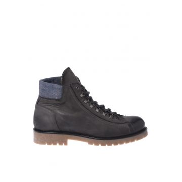 Ghete din piele si lana - Gri