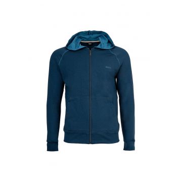 Hanorac cu fermoar si buzunare oblice - Albastru petrol