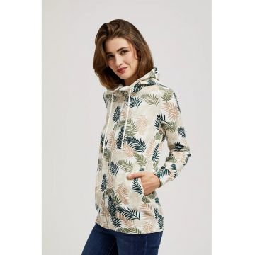 Hanorac cu Gluga si Imprimare - Alb murdar