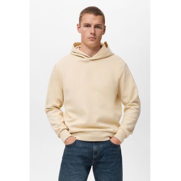 Hanorac cu model uni si mansete elastice cu terminatie - Bej