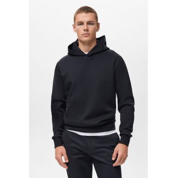 Hanorac cu model uni si mansete elastice cu terminatie - Bleumarin