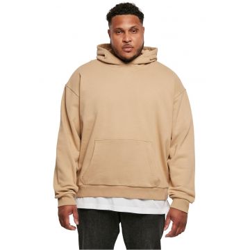 Hanorac de bumbac cu buzunar kangaroo - Bej inchis