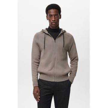 Hanorac tricotat cu fermoar - Maro taupe deschis