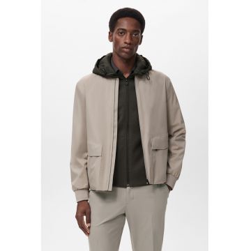 Jacheta bomber cu buzunare cu clapa - Grej