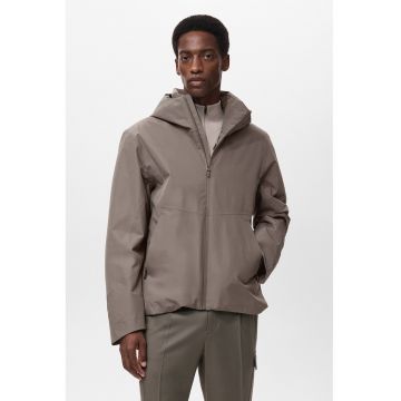 Jacheta cu fermoar si gluga - Maro taupe