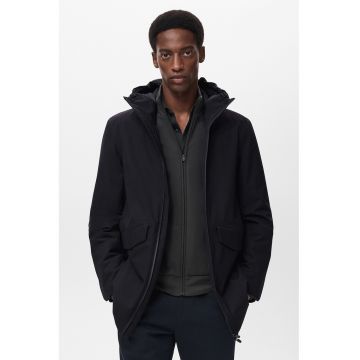 Jacheta cu gluga si buzunare laterale - Negru