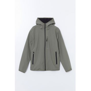 Jacheta cu gluga si fermoar - Gri