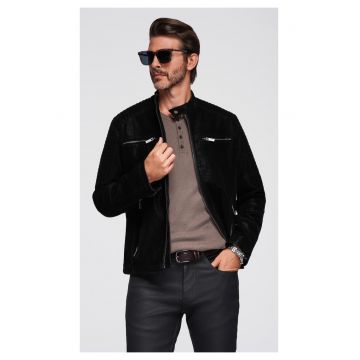 Jacheta de motociclista eleganta  C637 - Negru - Negru