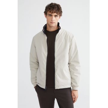 Jacheta reversibila cu fermoar - Alb fildes/Bleumarin