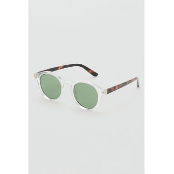 Ochelari de soare rotunzi cu lentile uni - Alb/Maro