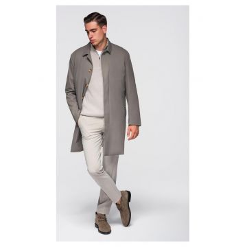 Palton minimalist cu vesta detasabila  OM-COLC-0139 - Maro inchis