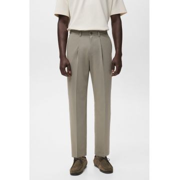 Pantaloni drepti cu pensa - Gri cenusiu