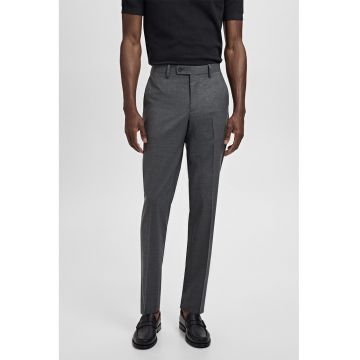 Pantaloni eleganti slim-fit din lana virgina - Gri inchis