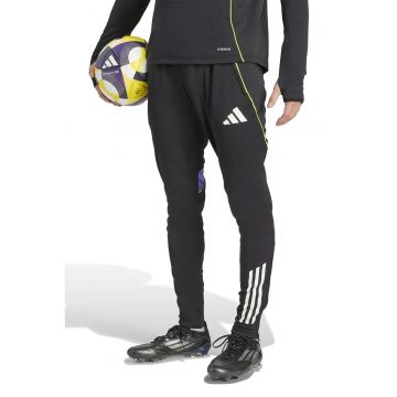 Pantaloni slim fit pentru fotbal cu terminatii cu fermoar - Alb/Negru