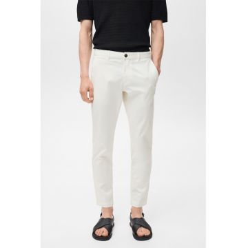 Pantaloni uni regular fit din amestec de bumbac - Alb murdar