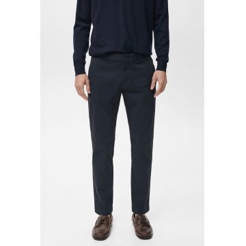 Pantaloni uni regular fit din amestec de bumbac - Bleumarin