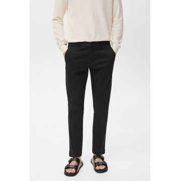 Pantaloni uni regular fit din amestec de bumbac - Negru