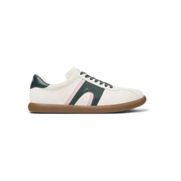 Pantofi casual de piele nabuc cu insertii de piele Pelotas Soller - Alb