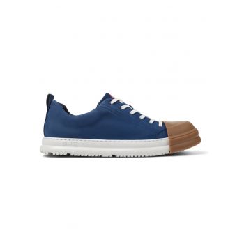 Pantofi sport de piele nabuc cu sireturi - Albastru