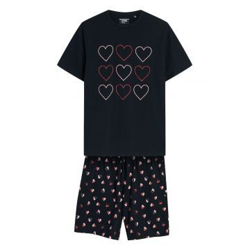 Pijama barbati Sweet  negru-roz - Negru