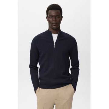 Pulover cu fenta cu fermoar - Albastru ultramarin