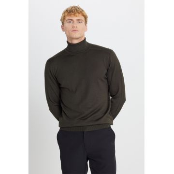 Pulover din amestec de lana cu guler inalt - Gri antracit