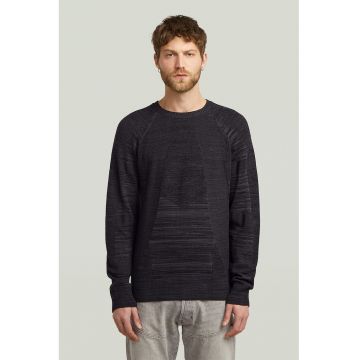 Pulover tricotat din amestec de bumbac organic cu decolteu la baza gatului - Negru stins