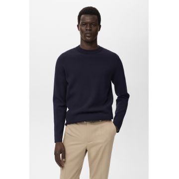 Pulover uni cu decolteu la baza gatului - Albastru ultramarin