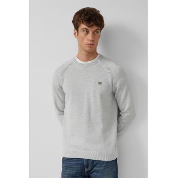 Pulover uni cu decolteu la baza gatului - Gri deschis melange