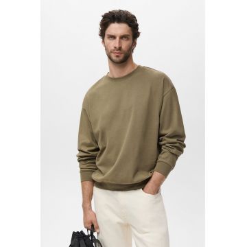 Pulover uni de bumbac - Verde masliniu