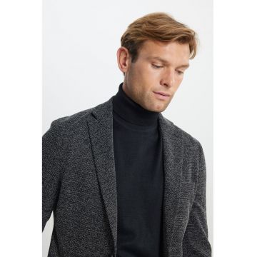 Sacou uni cu nasturi - Negru melange