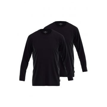 Set de bluze din bumbac cu maneci lungi - 2 piese - Negru