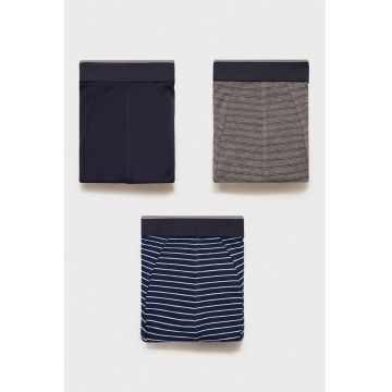 Set de boxeri cu talie medie - 3 perechi - Negru/Bleumarin