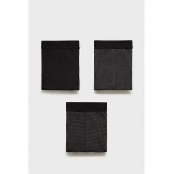 Set de boxeri din amestec de bumbac - 3 perechi - Negru/Gri antracit