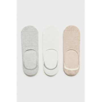 Set de sosete foarte scurte - 3 perechi - Bej/Gri melange