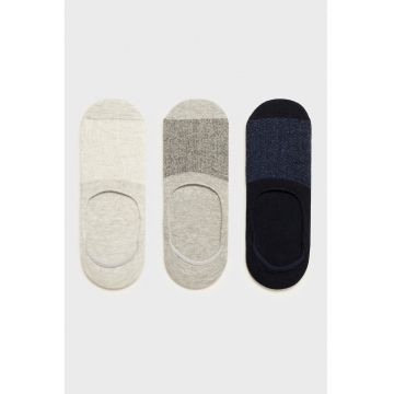 Set de sosete foarte scurte - 3 perechi - Negru/Maro deschis melange