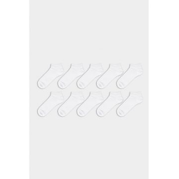 Set de sosete scurte cu model uni - 10 perechi - Alb optic