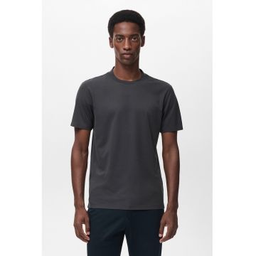 Tricou cu decolteu la baza gatului si model uni - Gri antracit