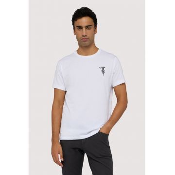 Tricou cu detaliu cu logo discret - Alb murdar