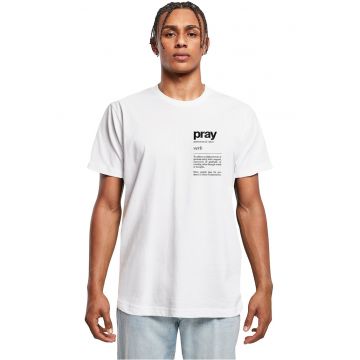 Tricou cu imprimeu text pe piept si decolteu la baza gatului - Alb/Negru