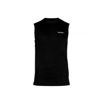 Tricou de bumbac fara maneci - Negru