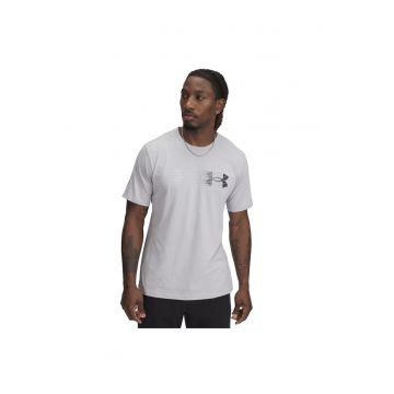 Tricou din amestec de bumbac cu imprimeu logo - Gri