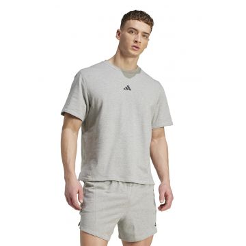 Tricou din amestec de bumbac cu logo - Gri melange