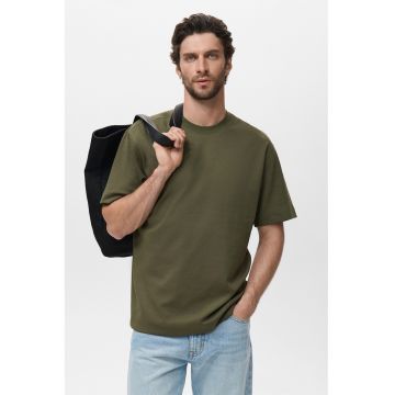 Tricou din amestec de bumbac - Kaki inchis