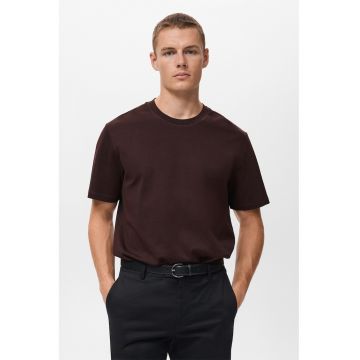 Tricou din bumbac cu model uni - Maro inchis