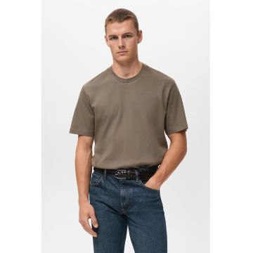 Tricou din bumbac cu model uni - Maro inchis