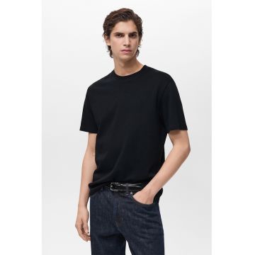 Tricou din bumbac cu model uni - Negru
